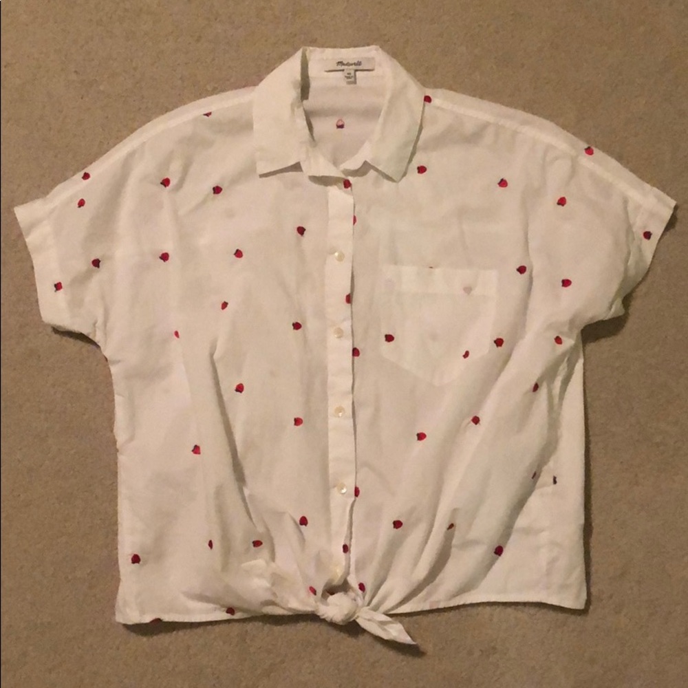 Madewell Front Tie Shirt w/ Strawberries!